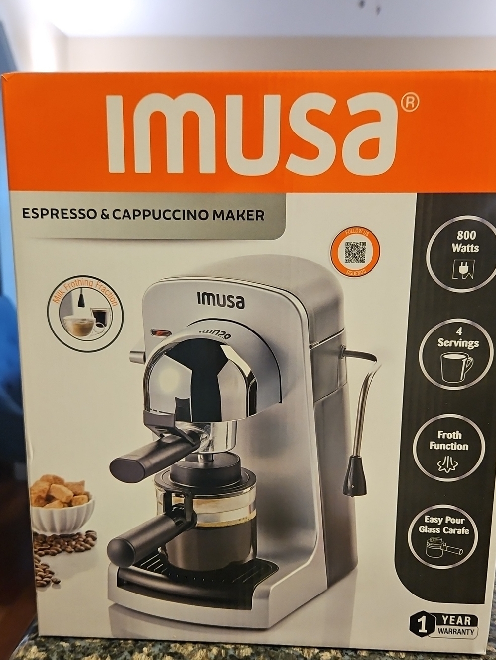 IMUSA Silver Espresso & Cappuccino Maker - Compact Home Machine